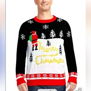 Tipsy Elves Black  Red Men's Yellow Snow Light Up Ugly Christmas Sweater XL